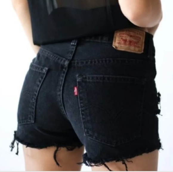 black high waisted cut off shorts